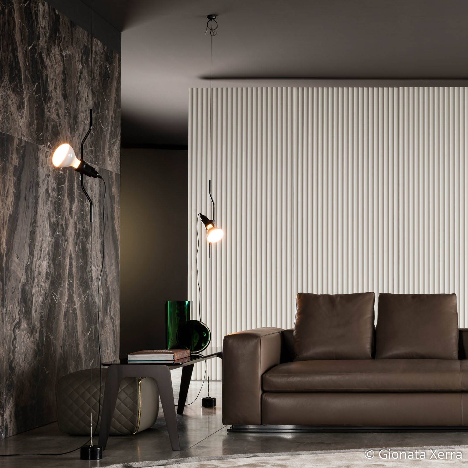 FLOS Designer Hängeleuchte PARENTESI, schwarz, für Wohn- / Esszimmer, Metall, Design, Stehleuchte