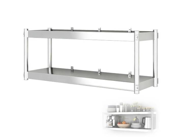 YUE JJXN Edelstahl Wandregal Küche H40cm, Rostfreier Organizer Küchenregal Hängend, Multifunktionaler Wandhalter für Kochgeschirr, für Garage(150x25cm/59x9.8in)