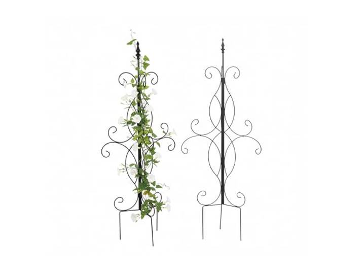 Relaxdays Supports Plantes grimpantes\, Lot de 2\, HxLxP 116x45x45 cm\, Treillis métal\, Jardin\, autoportant\, Noir