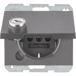 Berker SCHUKO-Steckdose anthrazit/matt Steckklemme, Schloss 47637006