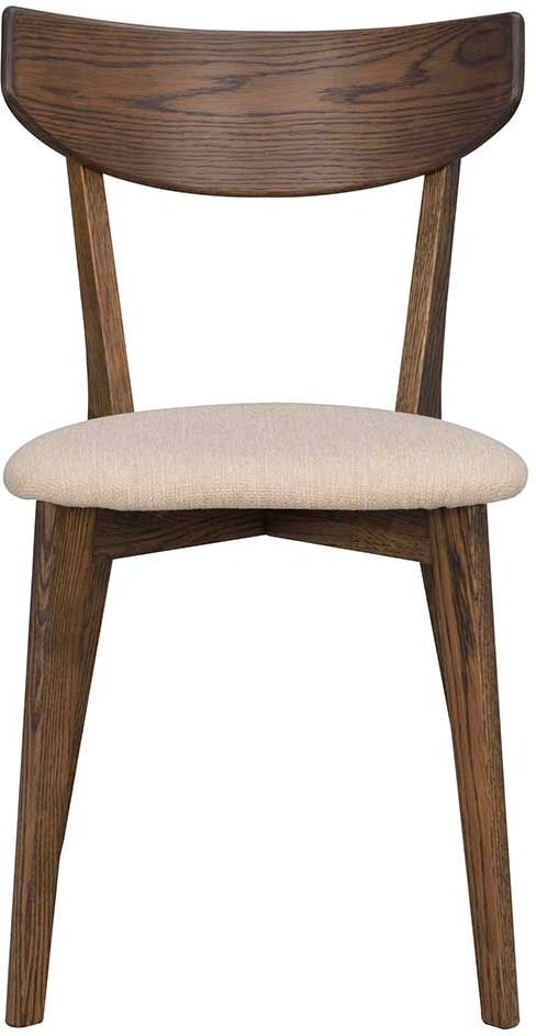 Pharao24.de Massivholz Stühle in Eiche dunkel Webstoff Beige (2er Set)