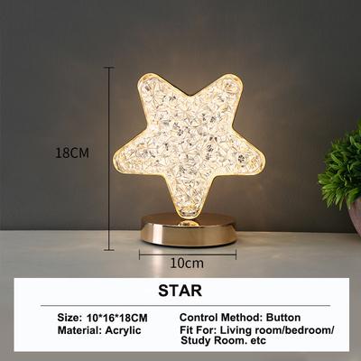 3D Moon Lamp, USB Bedside Table Light, Crystal Touch Dimming Night Light For Bedroom, Girls Room Aesthetics, Home Decor star