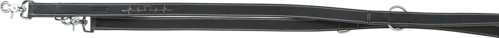 TRIXIE Rustic Fettleder-V-Leine Heartbeat, M–L: 2,00 m / 20 mm, schwarz
