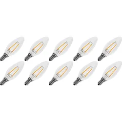 Lighto | LED-Faden | Kleine Fassung E14 | Kerzenlampe | Hell | 35mm | 2W | 10 Stück