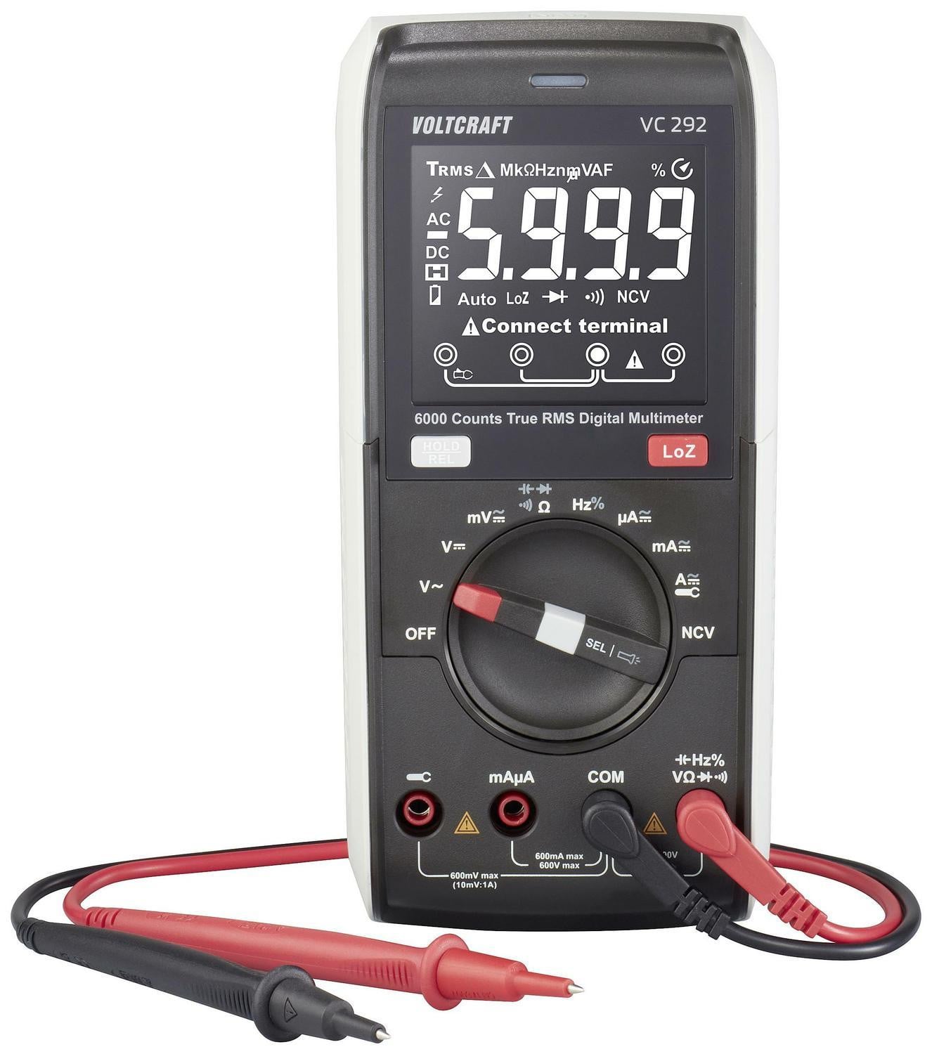 Voltcraft VC292 Handheld Multimeter, Digitaal, True RMS, LoZ, CAT III, 600 V, 6000 counts