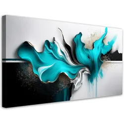 LEINWANDBILD Türkis Abstrakt 3D-Effekt Malerei 100x50cm