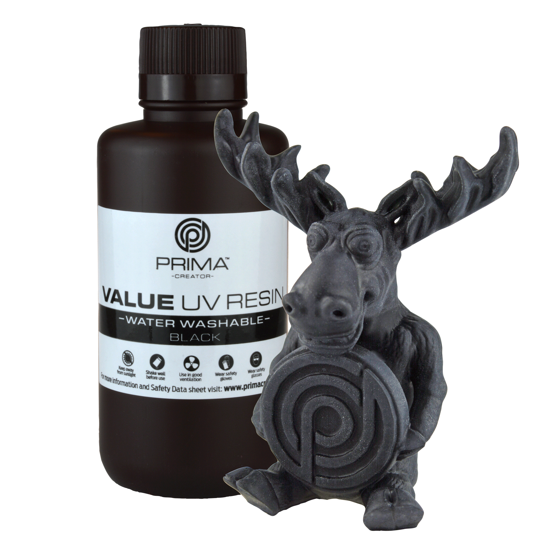 PrimaCreator Value Water Washable UV Resin - 500 g - Black PV-Resin-B405-0500-BK