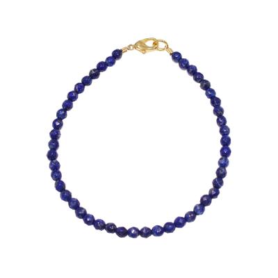 Armband FIRETTI "Schmuck Geschenk Armschmuck Armkette Farbstein Edelstein" Gr. 17, gold (gelbgoldfarben, blau, blau), Armbänder, Damen, 17, Messing, Armband, Made in Germany - mit Lapislazuli