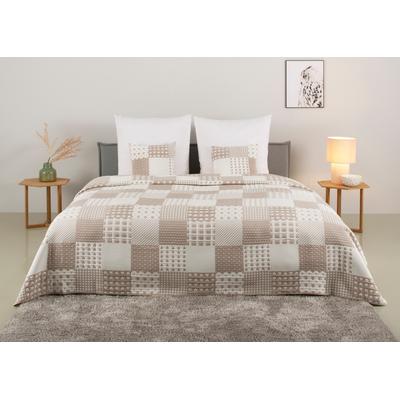 Tagesdecke OTTO HOME "Gretje gesteppte Tagesdecke für Kinder, Tagesdecke im Patchwork-Design", beige, B:250cm L:240cm, Baumwolle, Polyester, Tagesdecken