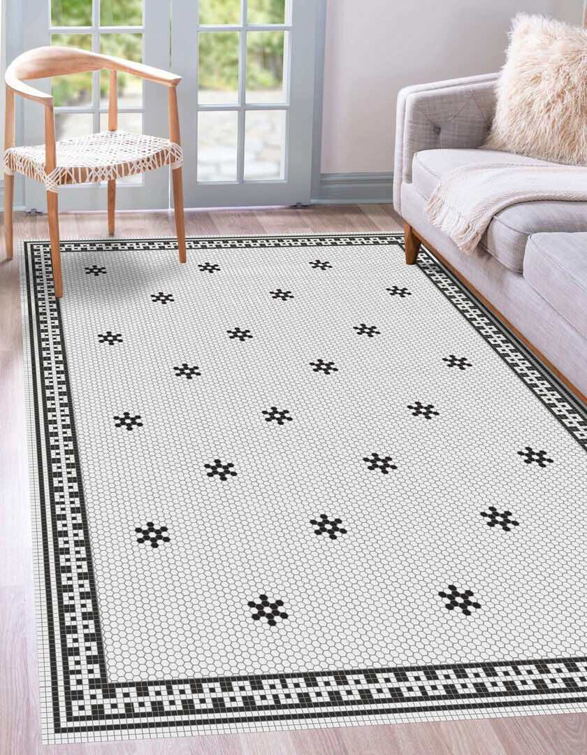 Brayden Studio Buyse Rectangle Vinyl Area Rug Rectangle 3'3.4" x 4'4.4"