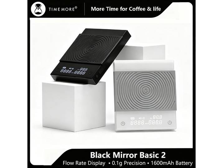 TIMEMORE noir miroir Basic 2.0 balance à café étanche 2kg capacité 0.1g haute précision LCD rétro-éclairé balance électronique