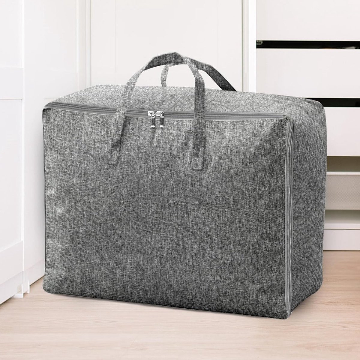 Waterdichte opbergtas van imitatie hemp met handvatten, 105 liter, grijs