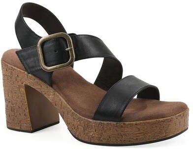 Women's Barb Platform Sandal by White Mountain in Black Smooth (Size 9 M)