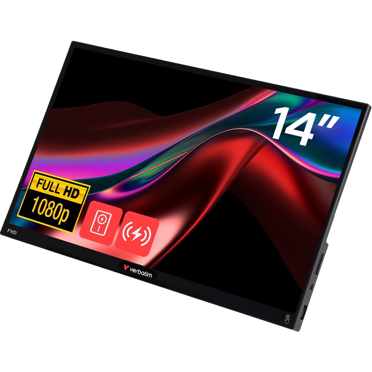 14" (35,56cm) Verbatim LIGHT Touchscreen Monitor schwarz 1920x1080 1x HDMI 1.4 / 2xUSB-C mit DisplayPort