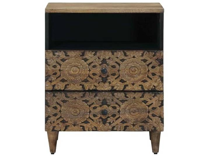 KTHLBRH Bettkasten Braun 50 x 33 x 60 cm Massives Mangoholz, 2 Schubladen, vielseitiges Design, einfache Wartung, Nachttisch oder Beistelltisch