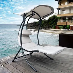 Leco Garten Schaukelliege mit Sonnendach "Dream Chair 2.0",lichtgrau,110 x 183 x 200 cm (L x B x H)