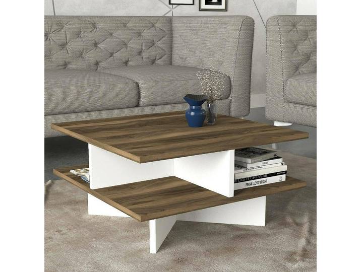 Sovrani - Table Basse\, 60x60x31h cm\, Noyer Marron\, Polyvalente