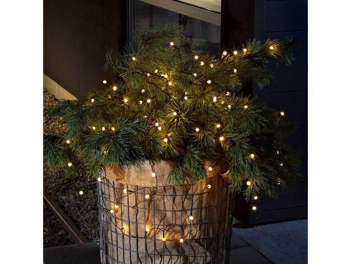 Konstsmide Christmas Für außen- Lichterkette LED 80-flg. warmweiß, Batt AUßEN, klar / transparent, Kunststoff
