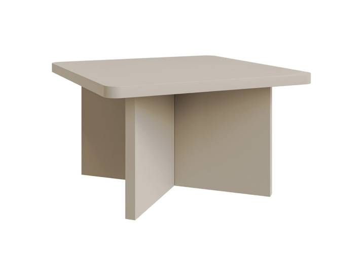 Table basse 60 cm, carrée avec piètement en croix, gris cachemire