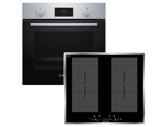 BOSCH Backofen-Set Teleskopauszug 3DHeißluft + Wolkenstein Induktionskochfeld autark 60cm