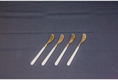 BIDK Home Set of 4 Cocktail Spreaders w/ White Resin Handles in Giftbox - Gold & White