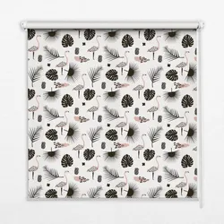 INNENROLLO - Fensterrollo - Rollo - 120x140 cm - Flamingos und Blätter