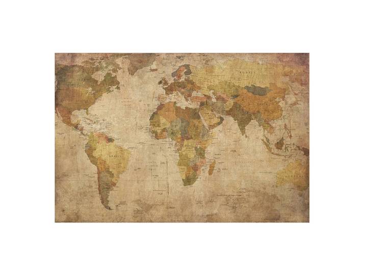 Bild Weltkarte IV Birke Multiplex Holzplatte Beidseitig glatt geschliffene Oberfläche Multicolor 75 x 50cm