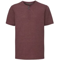 Russell Herren Henley HD T Herren T-Shirt mit Knopfleiste R-168M-0 schmale Passform, maroon marl, S