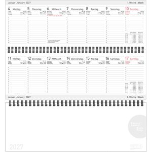 Happy-Produkt Tischkalender 202403526, Wochenkalender quer, 1 Woche = 1 Seite, 30 x 11 cm, Jahr 2027
