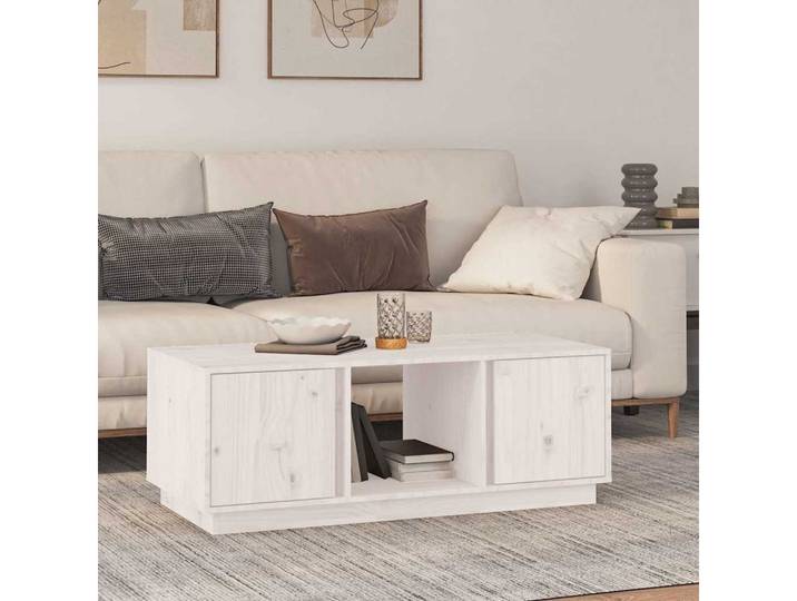 vidaXL Couchtisch vidaXL Couchtisch Weiß 110x50x40 cm Massivholz Kiefer
