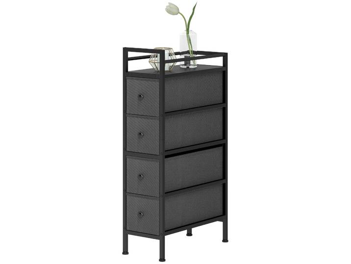 HOMCOM Kommode Schrank mit 4 Schubladen aus Vliesstoff Aufbewahrungsschrank