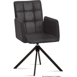 ARMLEHNSTUHL drehbar (2er-Set) Deeann 52x91x60 Schwarz/Anthrazit