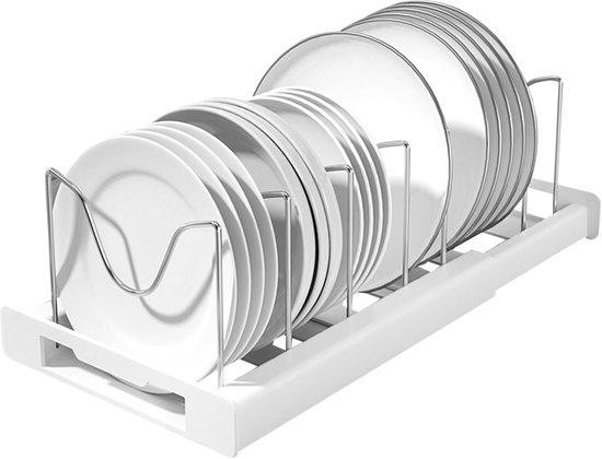 Halter voor pan-deksels met 7 verstelbare compartimenten - uitbreidbare lade-organizer - Wit