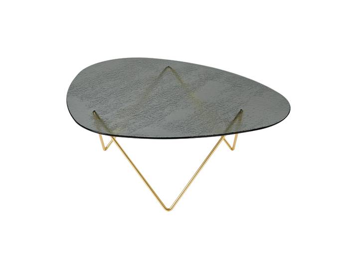 GUBI Pedrera Couchtisch Semimatt Messing-Strukturglas smoke