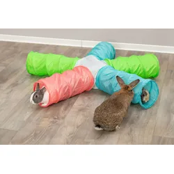 TRIXIE Spieltunnel 6 Ausgänge, erweiterbar, Zwergkan., 5 × ø 18 cm/47cm, diverse