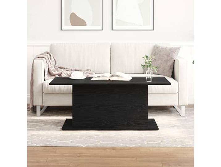Couchtisch Schwarz Eiche 102x55,5x40 cm Holzwerkstoff Rechteckiger Beistelltisch mit Schlankem Design und Großer Tischplatte für Modernes Wohnzimmer