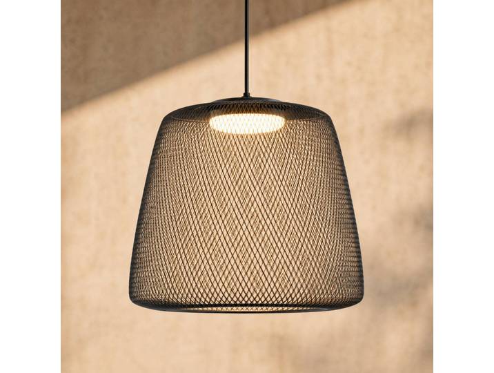 Lucande LED-Außenhängelampe Korvyn, schwarz, Ø50cm, step-dim Korvyn Lucande, dimmbar, schwarz, Metall, Design