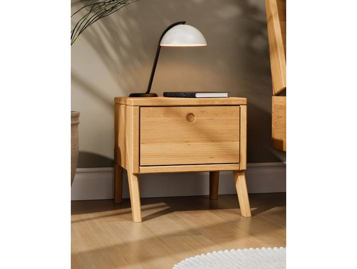 Naturwohnen Nachttisch Massivholz 40x40x46cm Erle natur geölt Serie Vireo Schublade mit Soft Close mit bioola® nature veredelt