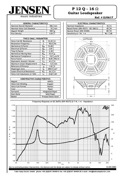 Jensen P12Q Alnico Vintage 16Ohm