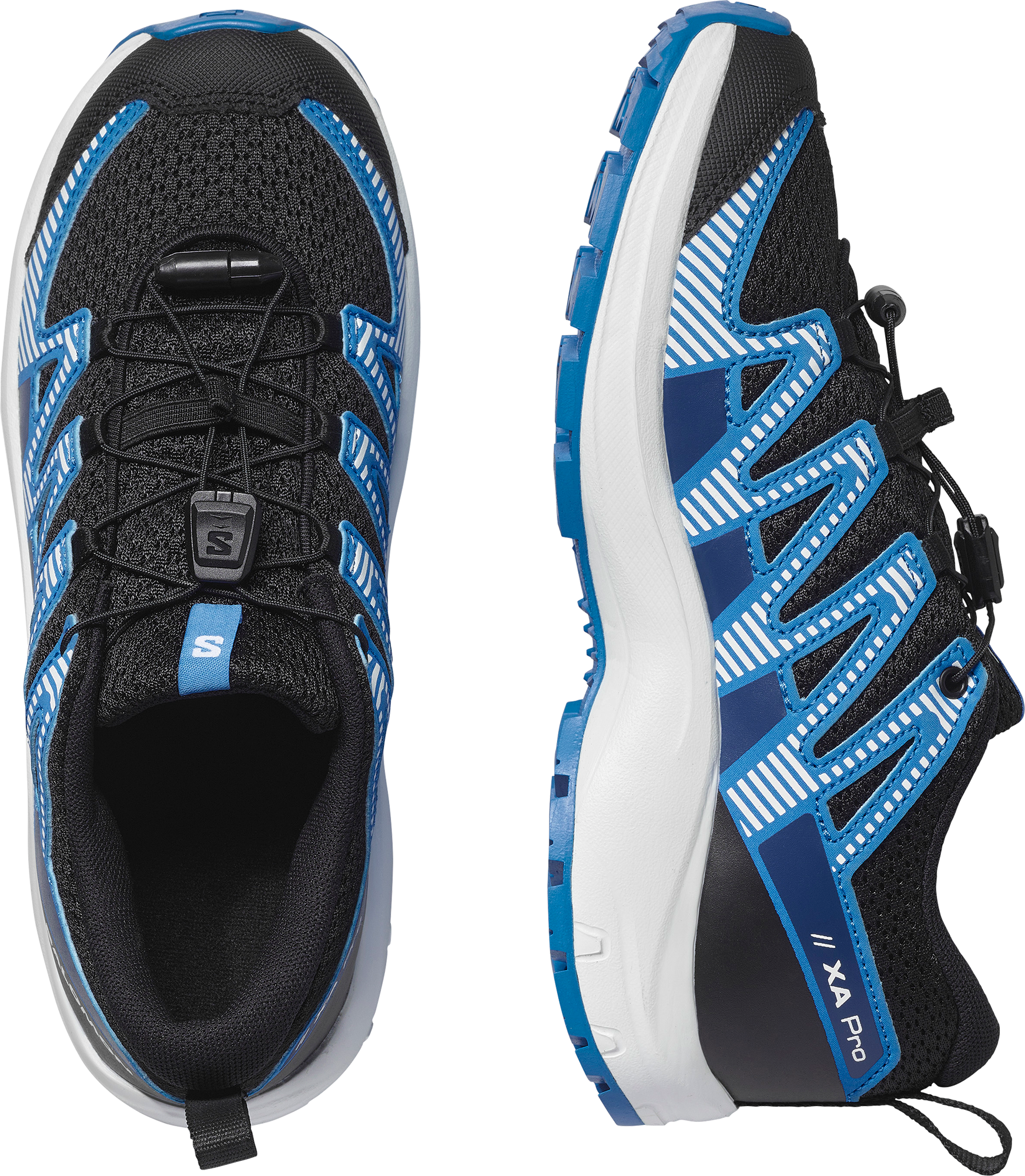 Wanderschuh SALOMON "XA PRO V8 J", Kinder, Gr. 32, atmungsaktiv, weiss (schwarz, weiß, french blau), Synthetik, Textil, Schuhe Wanderschuh schwarz, weiß, french blau 32, atmungsaktiv
