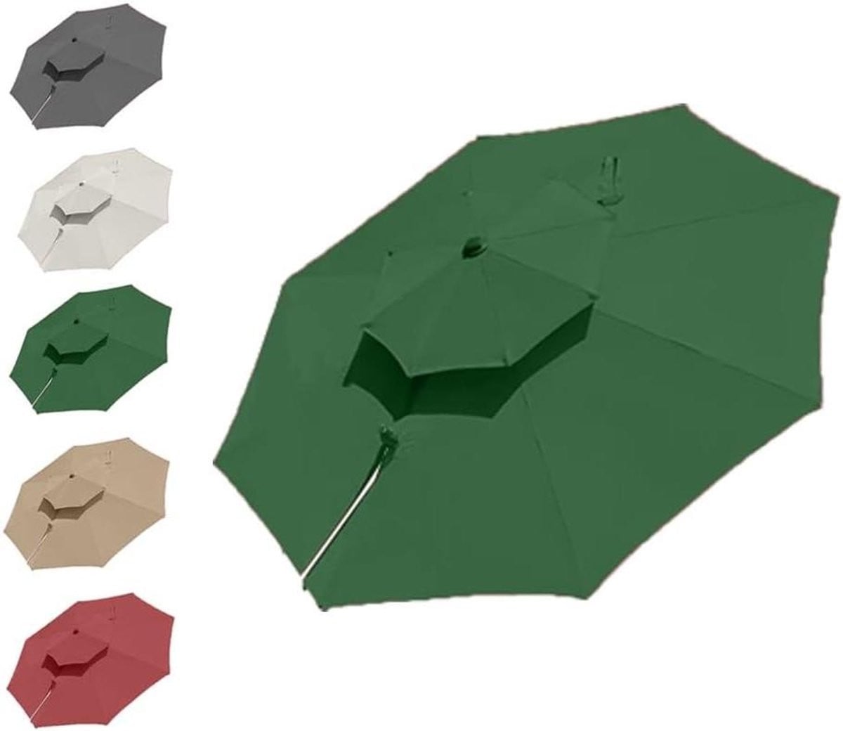 Vervangend parasoldoek in het groen, 3 meter rond, waterdicht en UV-bestendig
