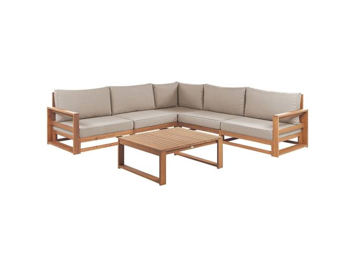 LOUNGE-SET 5-Sitzer zertifiziertes hellbraun modular Auflagen taupe Timor II