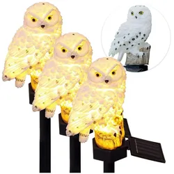 Casativo, Gartenbeleuchtung, 3er-Set LED Solar-Eule Solar Gartenleuchte