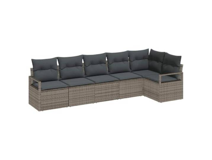 Makastle Sofa-Set mit Kissen, Grau, 287 x 122 x 85 cm, 47,2 kg, Poly Rattan, Modular, Montage erforderlich