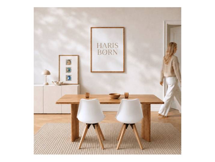 Haris Børn Esszimmerstuhl Skandinavischer Schalenstuhl - Retro Stuhl (Set, 2 St), Weiß/Holz - Kunststoffschalenstuhl - Moderne Esszimmerstühle