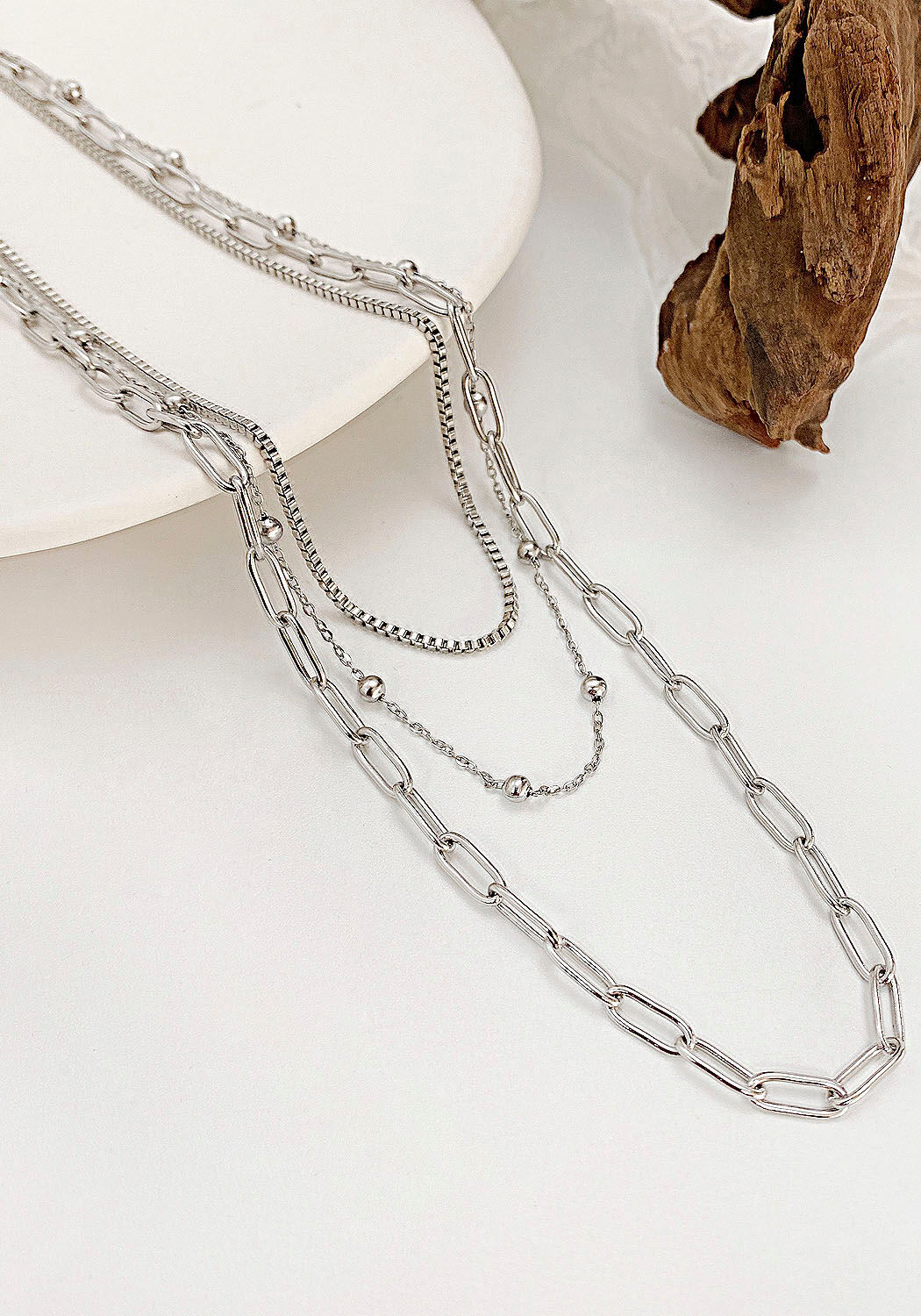 Edelstahlkette FIRETTI "Schmuck Geschenk Trio Layerkette", silber (edelstahlfarben), Halsketten, Damen, Edelstahl, L: 45, Edelstahlkette