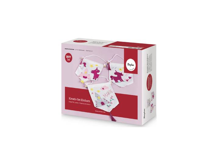 Rayher Kreativ-Set Einhorn für 8 Stoffwimpel Box
