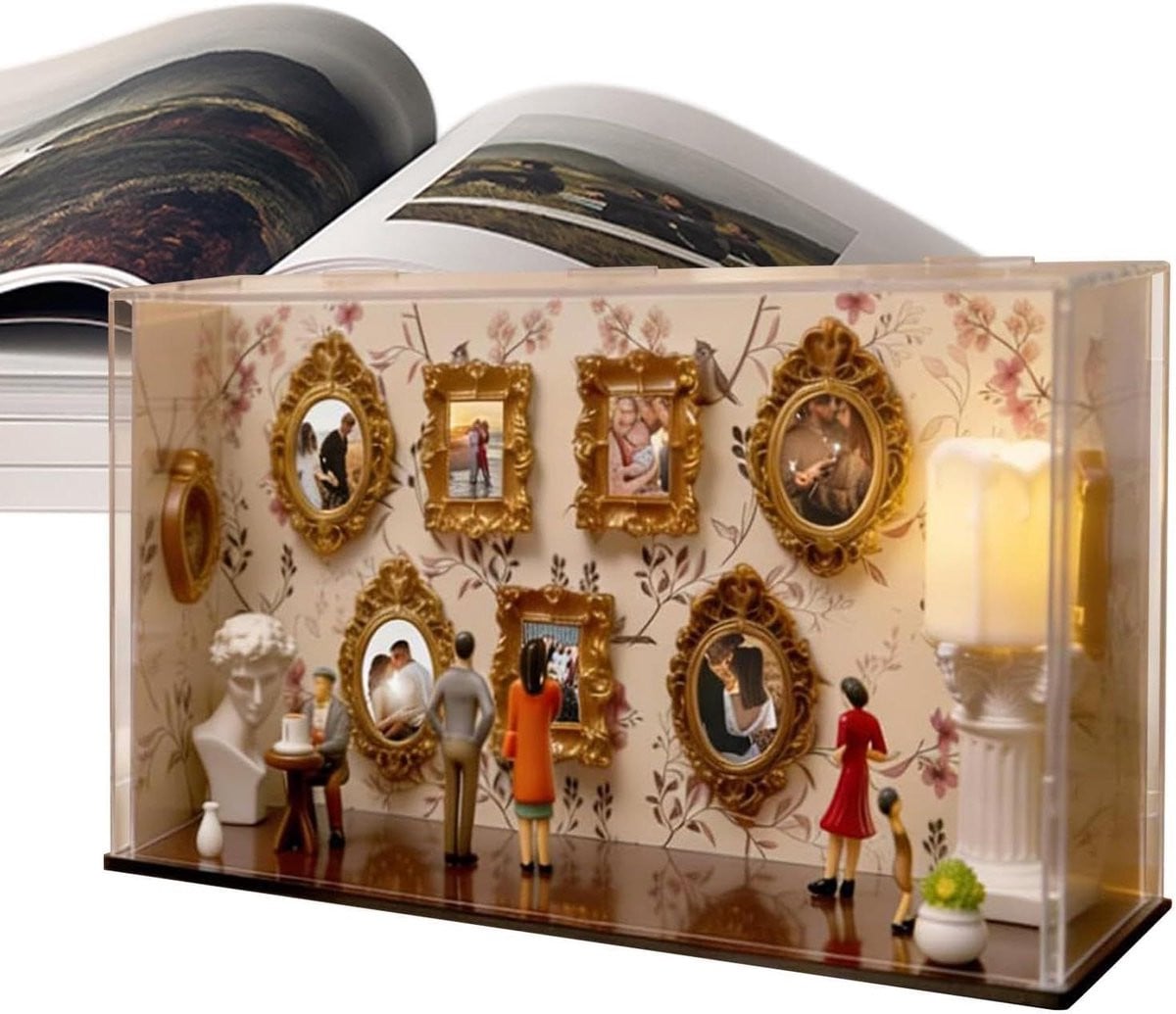 Set van 9 vintage mini fotolijstjes met artistiek ontwerp