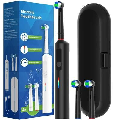 Uplifted Finds Intelligent Rotating Electric Toothbrush Rechargeable Rotary Toothbrush With Replacement Heads black