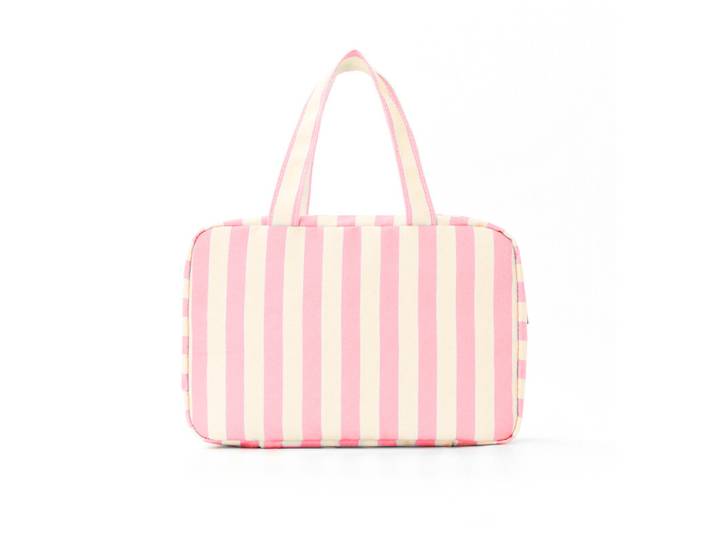 JORDAN&JUDY 4-voudige toilettas - Roze &amp; beige strepen